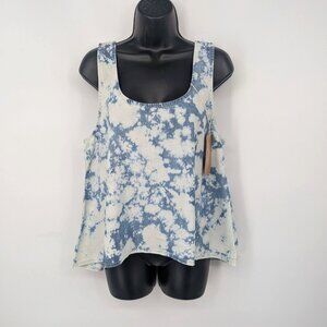 Porter Blue Chambray Tank Top Women Size XL Crop Tie Dye Festival Coastal Resort